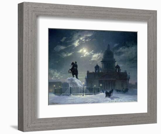 View of the Monument to Peter the Great in Senate Square, St. Petersburg, 1870-Vasilii Ivanovich Surikov-Framed Giclee Print