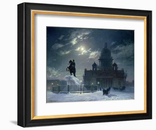 View of the Monument to Peter the Great in Senate Square, St. Petersburg, 1870-Vasilii Ivanovich Surikov-Framed Giclee Print