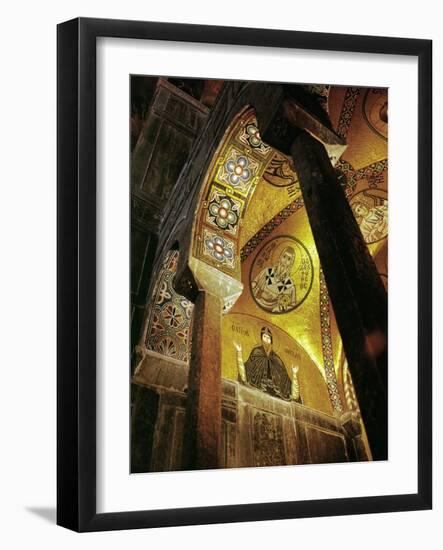 View of the Mosaic of the Hermit Hosios Loukas and Vaulted Ceiling Above Seen Across an Arch-null-Framed Giclee Print