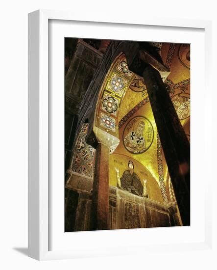 View of the Mosaic of the Hermit Hosios Loukas and Vaulted Ceiling Above Seen Across an Arch-null-Framed Giclee Print