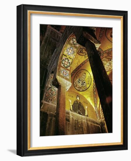 View of the Mosaic of the Hermit Hosios Loukas and Vaulted Ceiling Above Seen Across an Arch-null-Framed Giclee Print