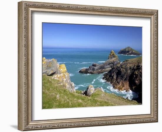 View of the Mouls Off Rumps Point, Pentire Headland, Polzeath, North Cornwall, England, Uk-Peter Barritt-Framed Photographic Print