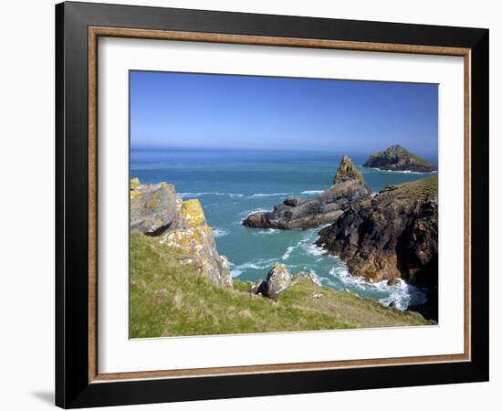 View of the Mouls Off Rumps Point, Pentire Headland, Polzeath, North Cornwall, England, Uk-Peter Barritt-Framed Photographic Print