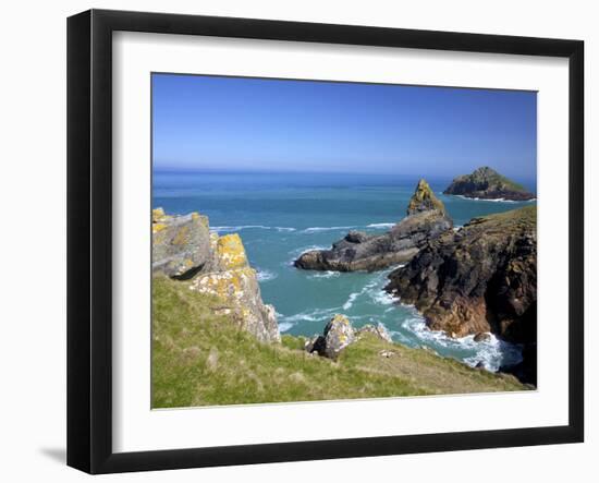 View of the Mouls Off Rumps Point, Pentire Headland, Polzeath, North Cornwall, England, Uk-Peter Barritt-Framed Photographic Print