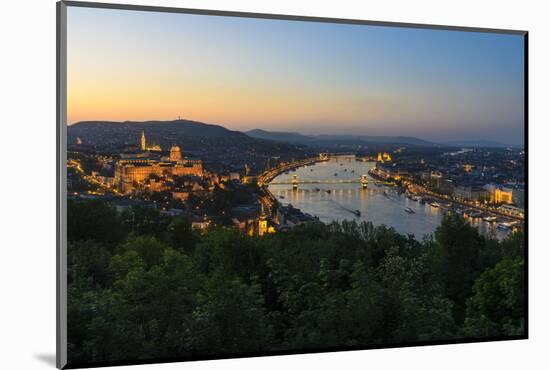 View of the Mountain Gellert on the Danube with the Suspension Bridge, Budapest-Volker Preusser-Mounted Photographic Print