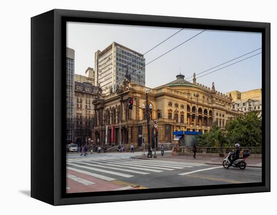 View of the Municipal Theatre, City of Sao Paulo, State of Sao Paulo, Brazil, South America-Karol Kozlowski-Framed Premier Image Canvas