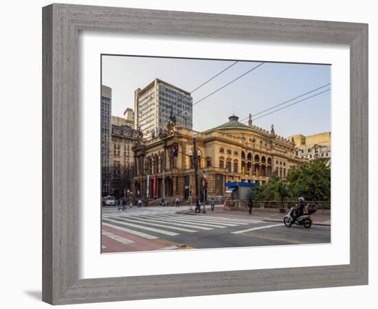 View of the Municipal Theatre, City of Sao Paulo, State of Sao Paulo, Brazil, South America-Karol Kozlowski-Framed Photographic Print