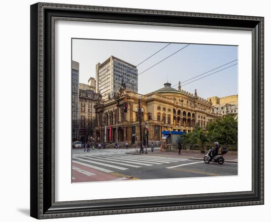 View of the Municipal Theatre, City of Sao Paulo, State of Sao Paulo, Brazil, South America-Karol Kozlowski-Framed Photographic Print