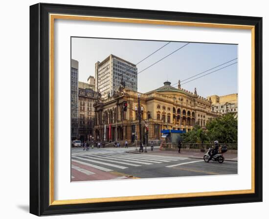 View of the Municipal Theatre, City of Sao Paulo, State of Sao Paulo, Brazil, South America-Karol Kozlowski-Framed Photographic Print