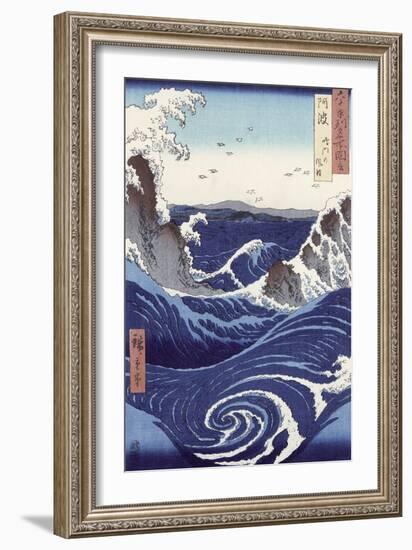 View of the Naruto Whirlpools at Awa, from the Series Rokuju-Yoshu Meisho Zue-Ando Hiroshige-Framed Giclee Print