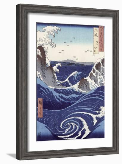 View of the Naruto Whirlpools at Awa, from the Series Rokuju-Yoshu Meisho Zue-Ando Hiroshige-Framed Giclee Print