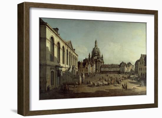 View of the Neumarkt in Dresden from the Jüdenhofe, 1749-Bernardo Bellotto-Framed Giclee Print