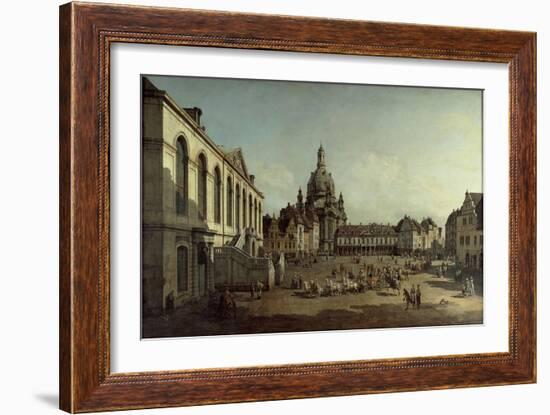 View of the Neumarkt in Dresden from the Jüdenhofe, 1749-Bernardo Bellotto-Framed Giclee Print