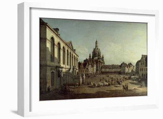 View of the Neumarkt in Dresden from the Jüdenhofe, 1749-Bernardo Bellotto-Framed Giclee Print