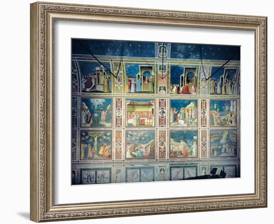 View of the North Wall Depicting Scenes from the Life of the Virgin and the Life of Christ, C.1305-Giotto di Bondone-Framed Giclee Print