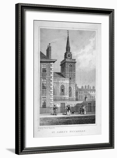 View of the North-Western End of St James's Church, Piccadilly, London, C1827-Thomas Barber-Framed Giclee Print