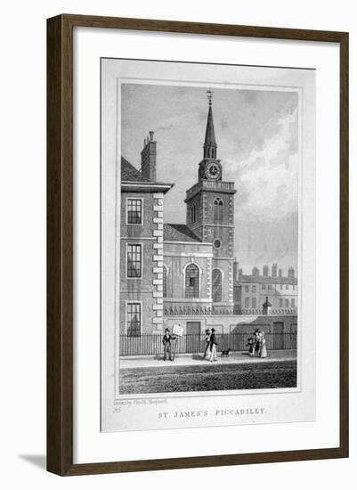 View of the North-Western End of St James's Church, Piccadilly, London, C1827-Thomas Barber-Framed Giclee Print