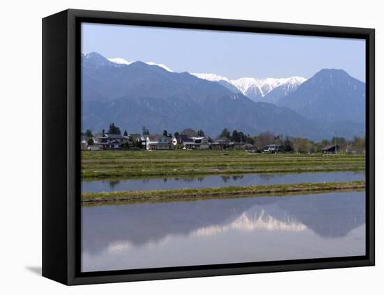 View of the Northern Alps Reflected in a Flooded Rice Paddy, Nagano Prefecture, Japan-null-Framed Premier Image Canvas