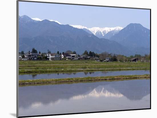View of the Northern Alps Reflected in a Flooded Rice Paddy, Nagano Prefecture, Japan-null-Mounted Photographic Print