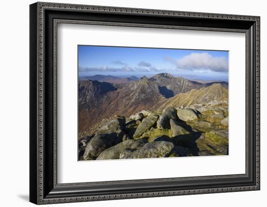 View of the Northern Mountains from the top of Goatfell, Isle of Arran, North Ayrshire, Scotland, U-Gary Cook-Framed Photographic Print