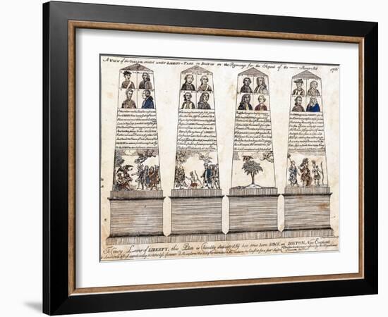 View of the obelisk erected under Liberty-tree in Boston commemorating repeal of the Stamp Act 1766-Paul Revere-Framed Giclee Print