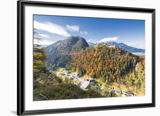 View of the old Ehrenberg Castle surrounded by colorful woods and suspension bridge, Highline 179, -Roberto Moiola-Framed Photographic Print