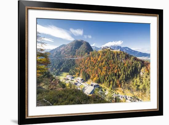 View of the old Ehrenberg Castle surrounded by colorful woods and suspension bridge, Highline 179, -Roberto Moiola-Framed Photographic Print