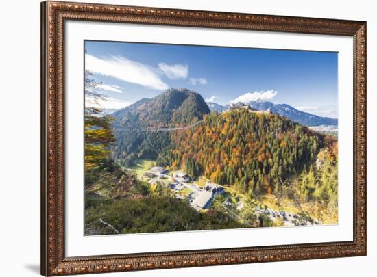 View of the old Ehrenberg Castle surrounded by colorful woods and suspension bridge, Highline 179, -Roberto Moiola-Framed Photographic Print