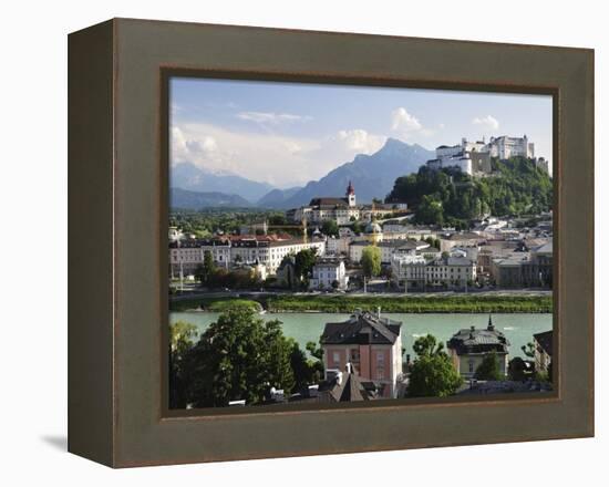 View of the Old Town and Fortress Hohensalzburg, Seen From Kapuzinerberg, Salzburg, Austria, Europe-Jochen Schlenker-Framed Premier Image Canvas