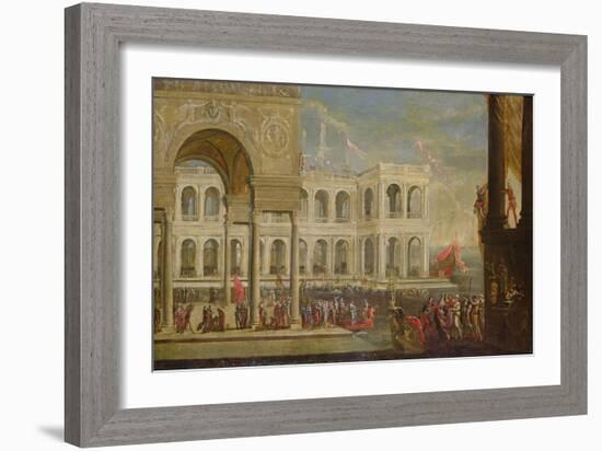 View of the Palace and Queen Joanna I of Naples (Oil on Canvas)-Italian School-Framed Giclee Print