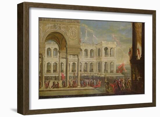 View of the Palace and Queen Joanna I of Naples (Oil on Canvas)-Italian School-Framed Giclee Print