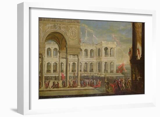 View of the Palace and Queen Joanna I of Naples (Oil on Canvas)-Italian School-Framed Giclee Print
