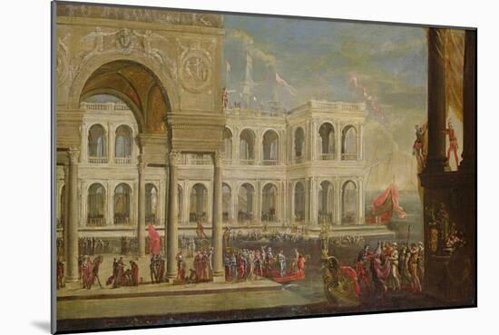 View of the Palace and Queen Joanna I of Naples (Oil on Canvas)-Italian School-Mounted Giclee Print