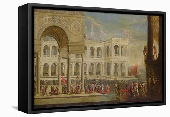 View of the Palace and Queen Joanna I of Naples (Oil on Canvas)-Italian School-Framed Premier Image Canvas