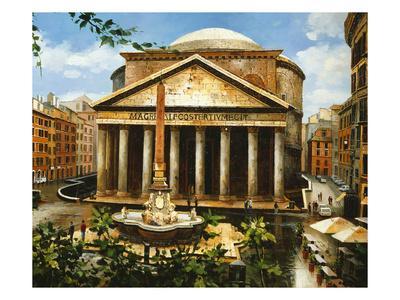 PANTHEON TEMPLE ROME ITALY ITALIAN OIL PAINTING ART GICLEE REAL CANVAS PRINT