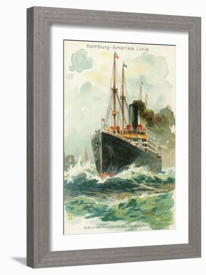 View of the Patricia at Sea, Hamburg-America Line-Lantern Press-Framed Art Print