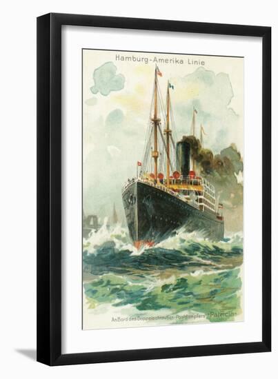 View of the Patricia at Sea, Hamburg-America Line-Lantern Press-Framed Art Print