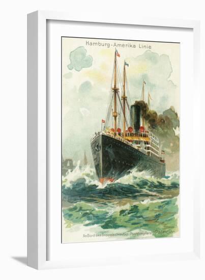 View of the Patricia at Sea, Hamburg-America Line-Lantern Press-Framed Art Print