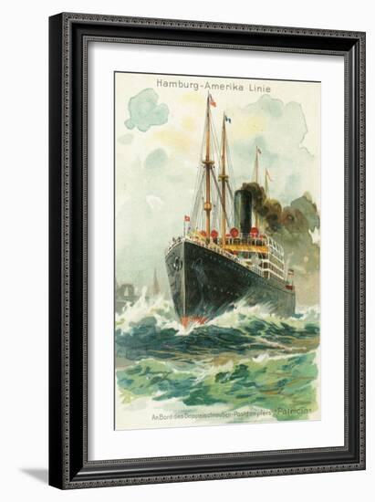 View of the Patricia at Sea, Hamburg-America Line-Lantern Press-Framed Art Print