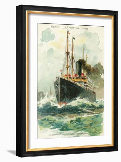 View of the Patricia at Sea, Hamburg-America Line-Lantern Press-Framed Art Print