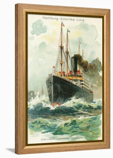 View of the Patricia at Sea, Hamburg-America Line-Lantern Press-Framed Stretched Canvas