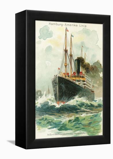 View of the Patricia at Sea, Hamburg-America Line-Lantern Press-Framed Stretched Canvas