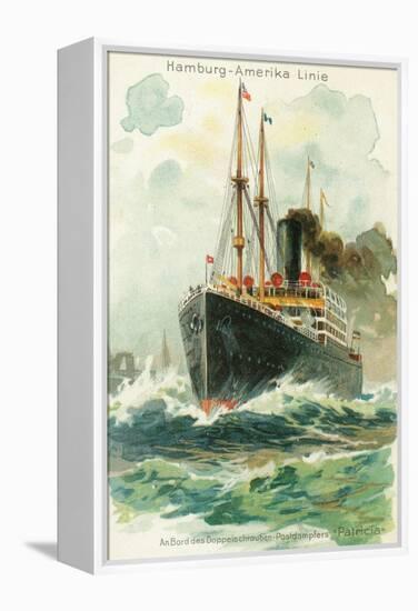 View of the Patricia at Sea, Hamburg-America Line-Lantern Press-Framed Stretched Canvas