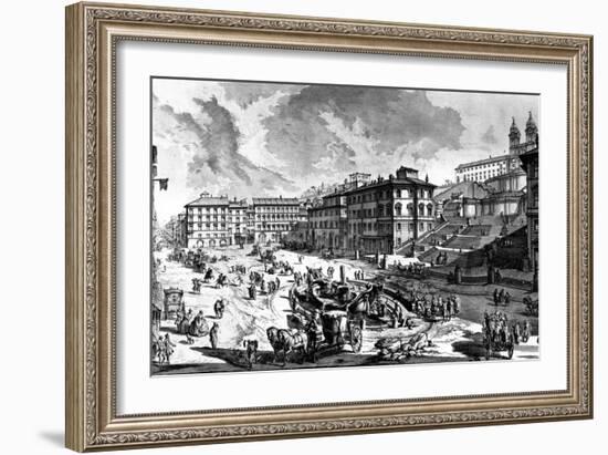 View of the Piazza Di Spagna, from the 'Views of Rome' Series, C.1760-Giovanni Battista Piranesi-Framed Giclee Print