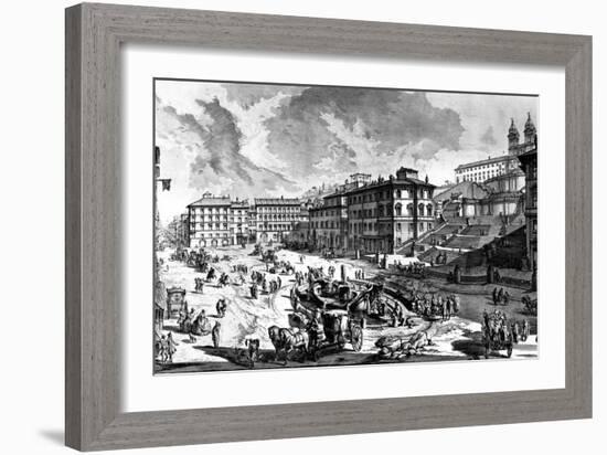 View of the Piazza Di Spagna, from the 'Views of Rome' Series, C.1760-Giovanni Battista Piranesi-Framed Giclee Print