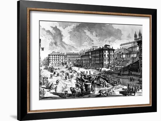 View of the Piazza Di Spagna, from the 'Views of Rome' Series, C.1760-Giovanni Battista Piranesi-Framed Giclee Print