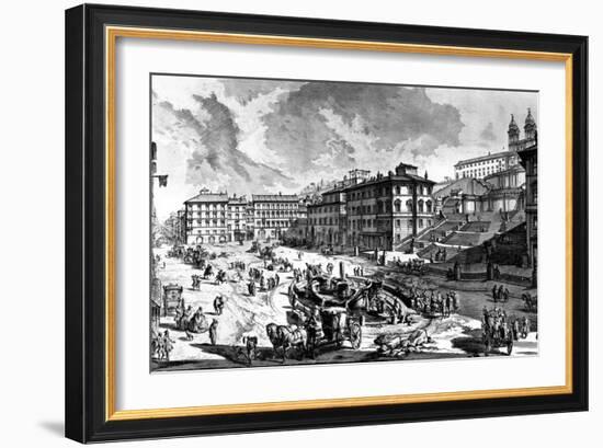 View of the Piazza Di Spagna, from the 'Views of Rome' Series, C.1760-Giovanni Battista Piranesi-Framed Giclee Print