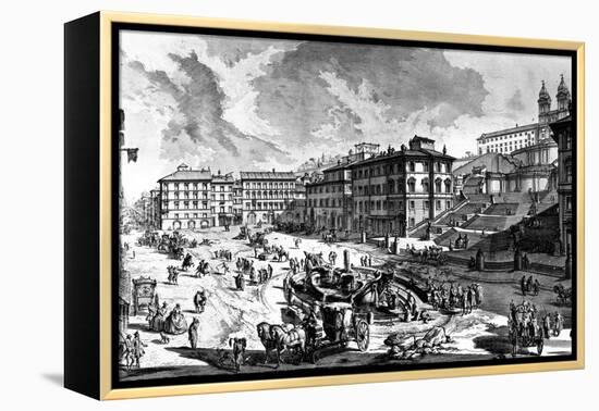 View of the Piazza Di Spagna, from the 'Views of Rome' Series, C.1760-Giovanni Battista Piranesi-Framed Premier Image Canvas