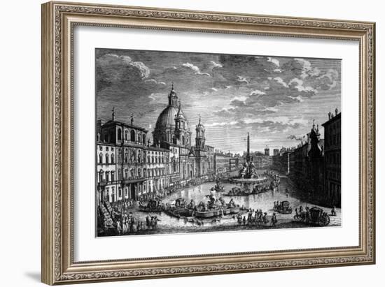 View of the Piazza Navona During the Ferragosto Holiday, 1752-Giuseppe Vasi-Framed Giclee Print