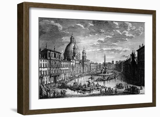 View of the Piazza Navona During the Ferragosto Holiday, 1752-Giuseppe Vasi-Framed Giclee Print